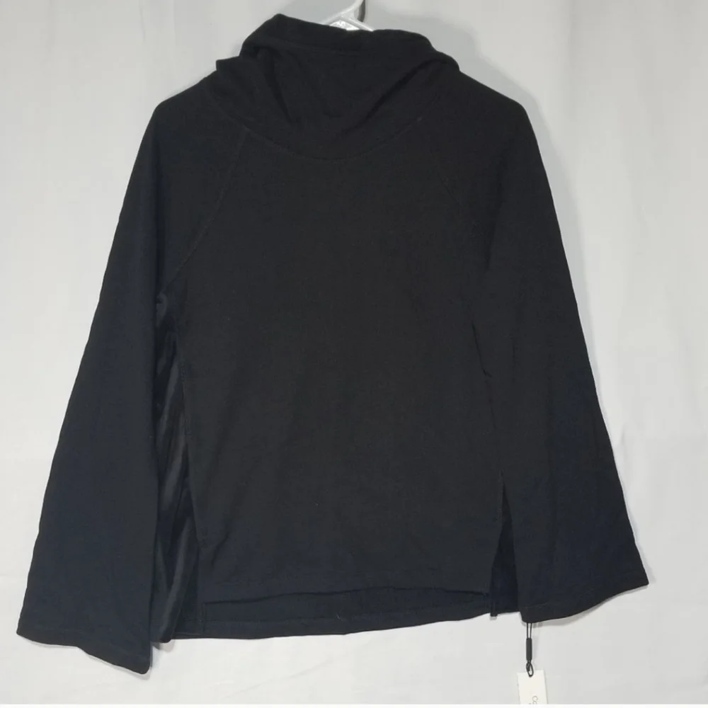 Calvin Klein Womens CowI Neck Velour Terry Mix Hoodie, Black, Size Small - Picture 3 of 4